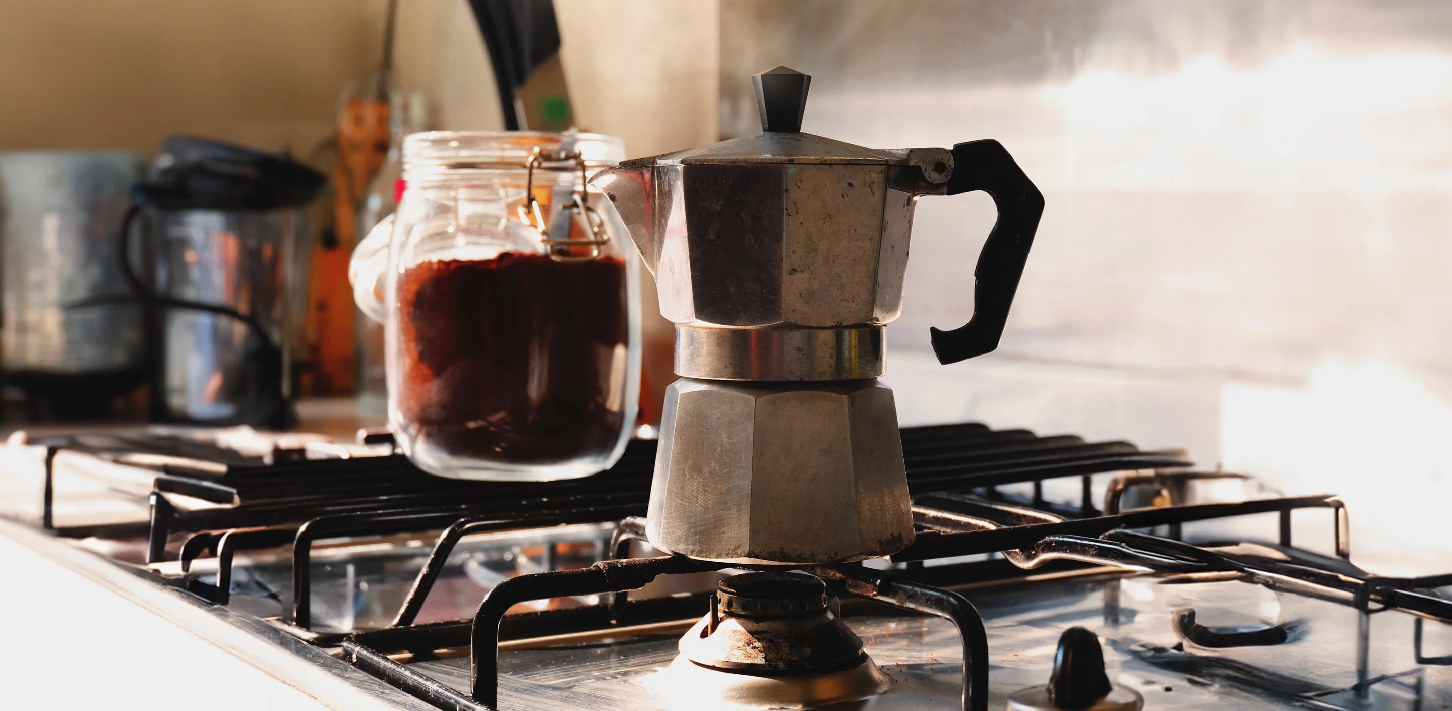Cafeteira Moka em uso